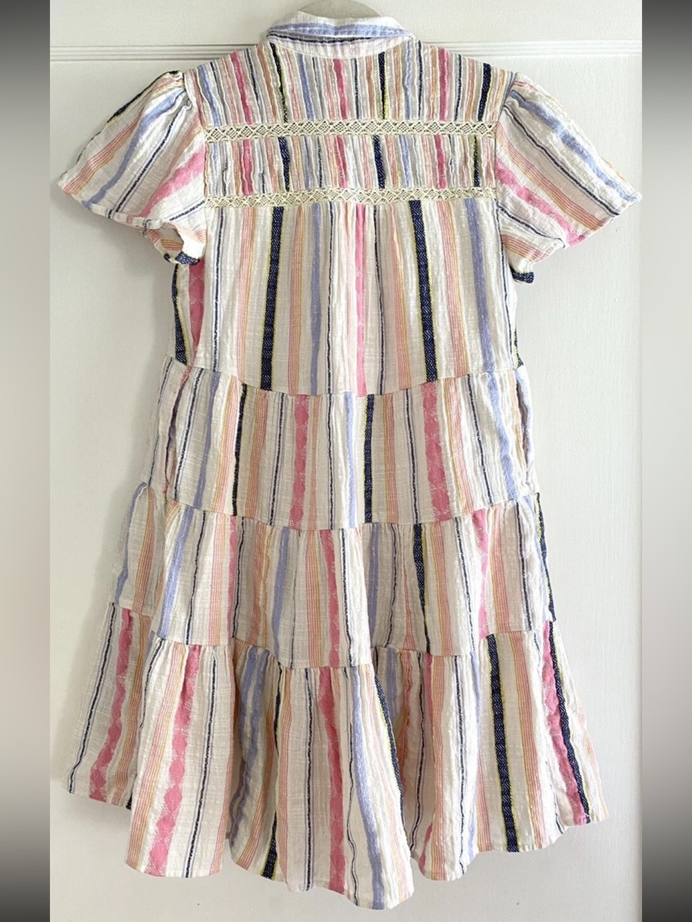 Anthropologie Georgina Tiered striped cotton dress with Penn tech detail XL - Picture 3 of 11